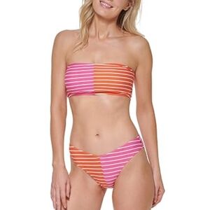 Tommy Hilfiger Striped Pink and Orange Halter Bikini Top